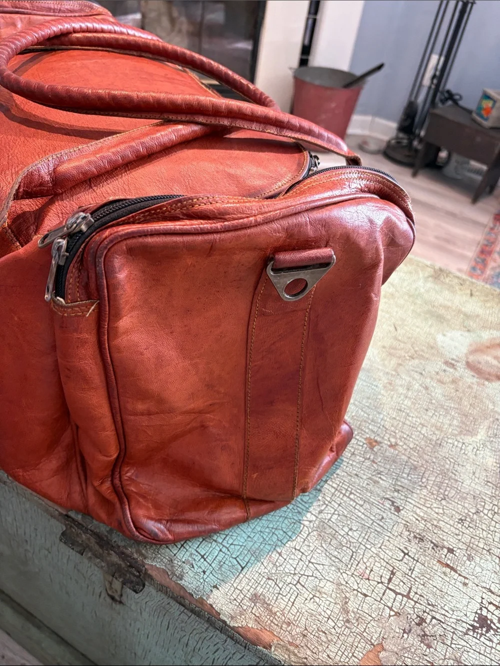 Komal’s Passion Leather Large Brown Leather 23” Weekender Duffel Travel Bag